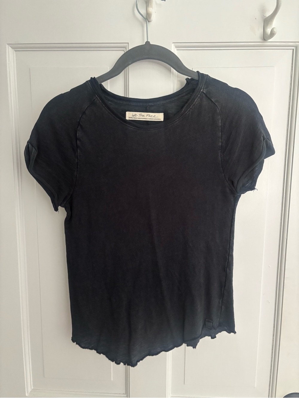We The Free Distressed Black Short Sleeve Crew Tee